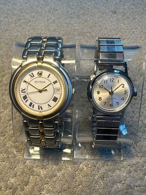 Pair of Working Women's Watches, Cyma Quartz w/ New Battery, Timex Mechanical
